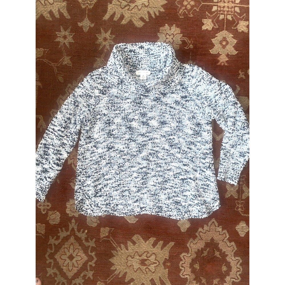 kye's The Limit Womens XL Cowl Neck Sweater Marled Blue White Soft Knit